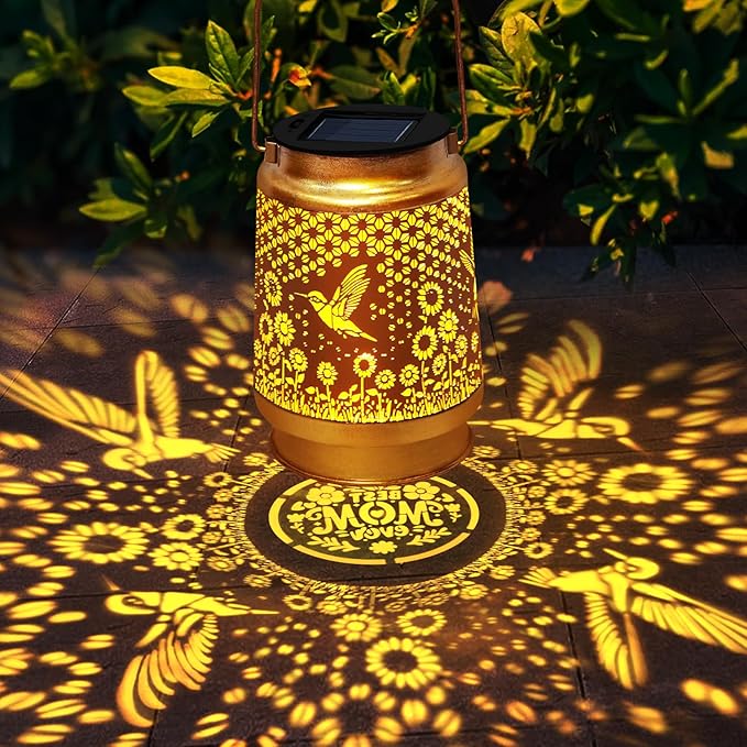 Hummingbird Solar Lanterns Outdoor Hanging Lantern Lights, Metal Waterproof Hummingbird Outdoor Decor for Garden Yard Backyard Porch,Garden Decor Birthday Gifts for Women Mon Grandma