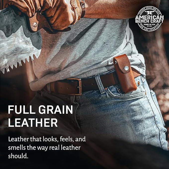 Leather Multitool Sheath Compatible with Leatherman Wave and Wave Plus, Ultra Durable Full Grain Leather Tool Holder, Multi Tool Holster for Belt, Solid Brass Rivets - Belt Accessories for Men - Brown