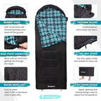 KingCamp Sleeping Bag for Adults, Cold Weather & Warm XL Big and Tall Flannel Sleeping Bags with Compression Sack Portable Waterproof Essentials Gear Accessories for Outdoor Camping
