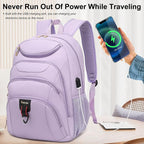 Boavan Laptop Backpack for women, 15.6inch Laptop Bag with USB Port, Waterproof Travel Work Backpack Purse, Anti-Theft Teacher Nurse Doctor Casual Bookbags Office Business backpack，Purple