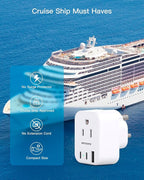 HANYCONY US to India Plug Adapter, Type D Travel Adapter with 3 Outlets 4 USB Ports(2 USB C), India Power Travel Adapter for USA to India, Bangladesh, Maldives, Pakistan