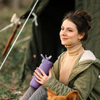 IDEUS Insulated Stainless Steel Water Bottle with 2 Leak-Proof Lids, Thermal Water Flask for Hiking Biking, 18oz, Violet