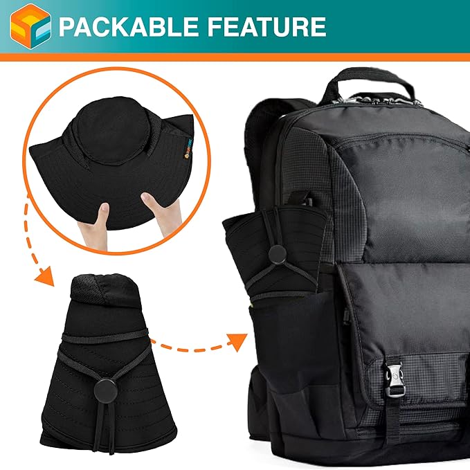 SUN CUBE Wide Brim Sun Hat with Neck Flap, UPF50+ Hiking Safari Fishing Hat for Men Women, Sun Protection Beach Hat