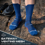 Compression Running Socks 3 Pairs, Cushion Crew Socks, Anti-Blister Moisture Wicking Athletic Hiking Basketball Socks