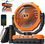 24000mAh Camping Fan - Detachable Rechargeable Battery Operated Fan with Light & Hook for Tent, Outdoor - USB Table Fan with 4 Speeds for Picnic, BBQ, Fishing, Travel, Hurricane