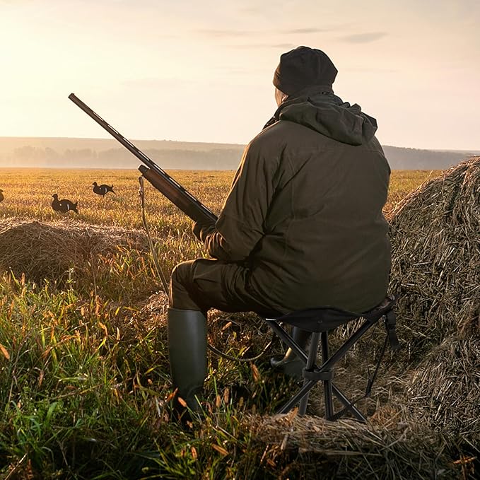 GYMAX 2 Pack Folding Stool, Portable Tripod Lightweight Hunting Stool with Shoulder Strap, Outdoor Hunting Chair Blind Chair for Fishing Camping, Hiking, Backpacking, Camouflage