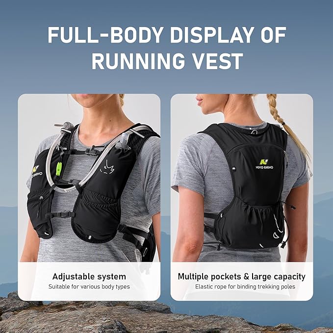 Running Vest with Water Bladder 1.5 Liter, Small Hydration Water Vest, Lightweight Hydration Pack Multi-Pocket 11x - for Hiking Race Trail Marathon for Women Men