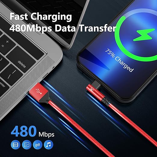 10ft iPhone Charger Cable,3Pack 90 Degree Charging Cable, [Apple MFi Certified] Long Lightning Cable Fast Charging Cord Compatible for iPhone 14/13/12/11/Pro/Max/Mini/X/Plus/8/7/6/Plus/ - Red