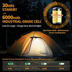 6000mAh Magnetic Work Light Rechargeable with 4000 Lumen IP65 Waterproof, 30H Runtime, 4 Brightness & 4 Color Modes with Red SOS, Strong Magnet Base for Car Repair, Camping, Emergency 1PC