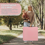 4 FT Folding Table with Carry Handle, Portable Fold-in-Half Plastic Table, Rectangle Foldable Table for Indoor/Outdoor Pink