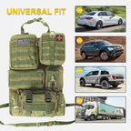 Universal Tactical Car Seat Back Organizer Bag Tactical Molle Vehicle Organizers Panel Vehicle Protector Organizers with 5 Detachable Pouches for Car Truck Ford Jeep (Army green)