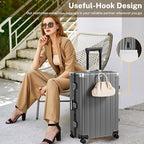 Krute Luggage Set 2 Pieces 20 28 Inch Aluminum Frame Carry on Luggages TSA Lock No Zipper Checked Suitcase with Spinner Wheels Lightweight PC Shell Hardside Suitcases