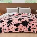 Cow Print Electric Heated Blanket Queen Size,84X90 Light Pink Heating Blanket Queen With Dual Control&Timer&10 Heat Levels,Highland Cow Decor Sherpa Blankets Warmer Gifts for Bed Women Adults,ETL