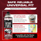Chef Master 12x 8oz Butane Fuel Canister - Butane Canister for Kitchen Torch & Camp Stove - Gas for Picnics, Outdoor Cooking, Grilling - Camping Fuel Canister, Torch Fuel Camping Essentials - 90340