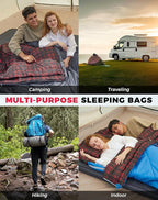 KingCamp Double Sleeping Bag for Adults, Queen Size 2 Person XXL Flannel Sleeping Bag, Waterproof Lightweight Flannel Quilt with 2 Pillows, Perfect for Couples Family Camping Hiking