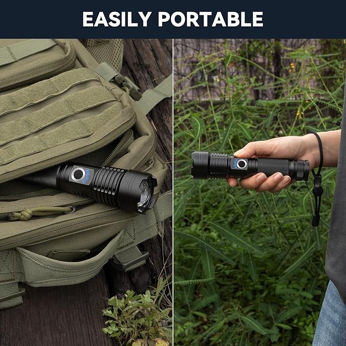 Rechargeable Flashlights High Lumens 3 Packs, 99,000 Lumens Super Bright LED Flashlight with 5 Modes & Waterproof, Powerful Handheld Flash Light for Home Camping