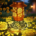 Sunflower Solar Lanterns Outdoor Waterproof Brim,Garden Decor Birthday Gifts for Women Mom Grandma,Metal Hanging Solar Lights Outside Decorative for Yard Patio Backyard Pathway
