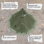 OneTigris Rock Fortress Hot Tent with Stove Jack, 4 Season, 4-6 Person Tipi for Camping, Backpacking, Hunting, Fishing - Waterproof, Wind-Proof