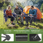 LET'S CAMP Oversized Folding Camping Chair Portable Outdoor Heavy Duty Padded Chairs Lawn Chair with Cup Holder, Storage Pocket and Cooler Bag, Supports 450LBS, for Camp, Travel, Picnic,2 Pack(Blue)