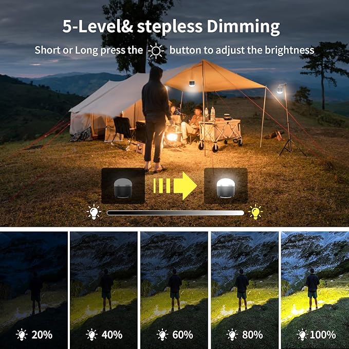 LED Rechargeable Camping Lantern 1000LM, Portable Camping Tent Light with 3 Color Lights, Magnetic Base, 4000mAh Hanging Lights for Camping, Home, Emergency, Hurricane, and Power Outages