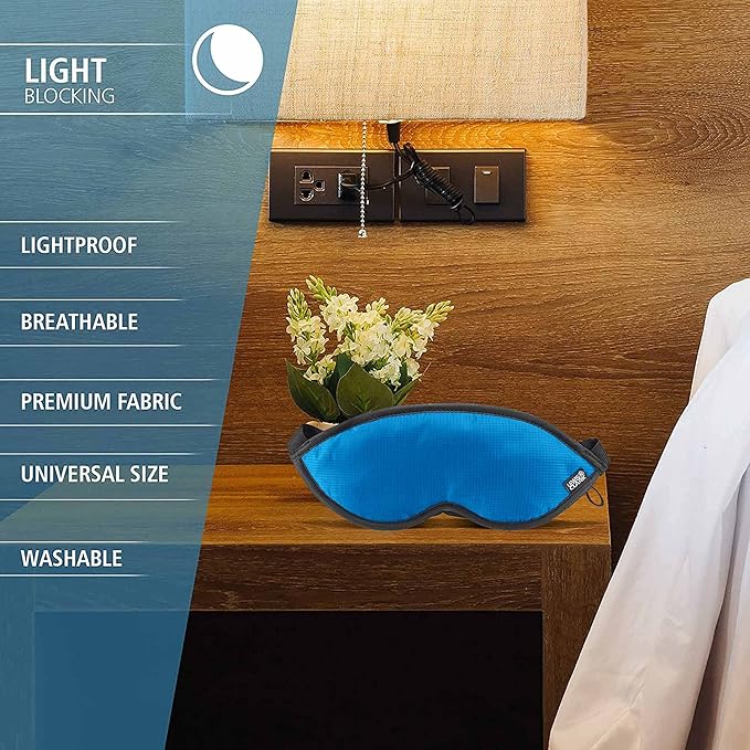 Lewis N. Clark Comfort Sleep Mask | Eye Mask for Travel | Comfortable & Breathable | Light Blocking & Adjustable | Light Blue