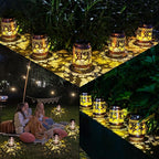 Solar Lantern Lights Outdoor AOSITE Butterfly Solar Lanterns Outdoor Waterproof Metal Solar LED Lights Outside for Backyard, Patio, Yard, Porch, Lawn Camping, Outdoors Decorative,Mothers Day Gifts