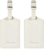 Travelambo Luggage Tags for Suitcases Faux Leather Privacy Protection 2 Pack Bag Tags Travel Accessories Essential, Ivory