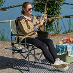 EVER ADVANCED Camping Directors' Chair with Side Table, Portable Folding Chair with Compact Size, Heavy Duty with Pocket for Camping, Lawn, Sports and Fishing, 400lbs, Green 2 Pack