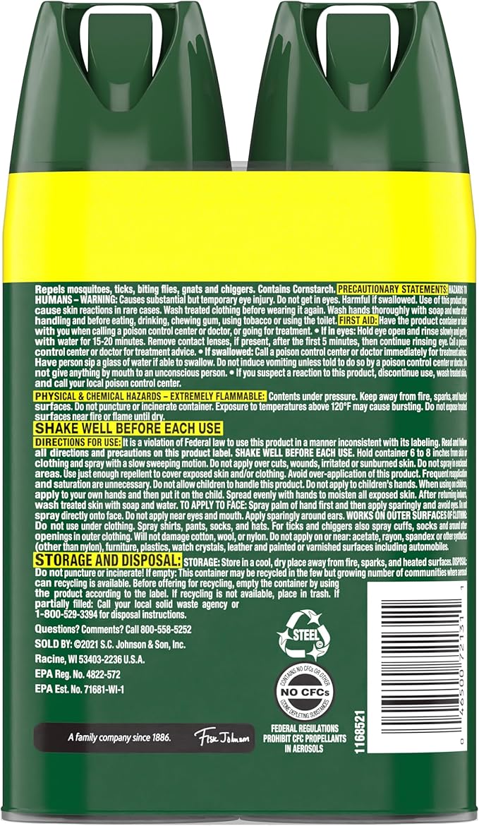 OFF! Deep Woods Insect Repellent Aerosol, Dry, Non-Greasy Formula, Bug Spray with Long Lasting Protection from Mosquitoes, 4 Oz, 2 Count