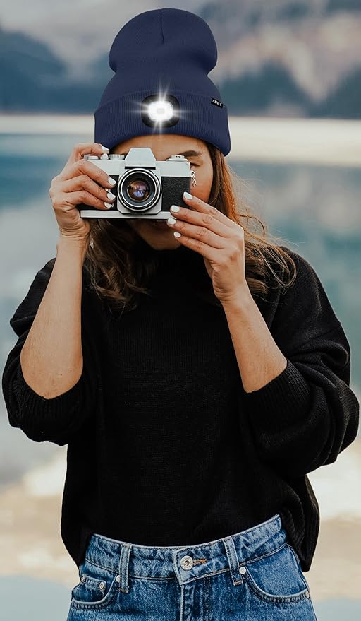 ATNKE LED Lighted Beanie Hat,USB Rechargeable 4 LED Running Headlamp Bright Cap with The Light Gifts for Men and Women