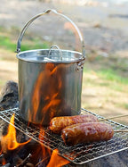 Camping Coffee Kettle and Mugs Set - Stainless Steel Pot with Collapsible Handle and Lid - Boiling Water with Open Fire for Hiking Backpacking Picnic Outdoor - 1.2 L