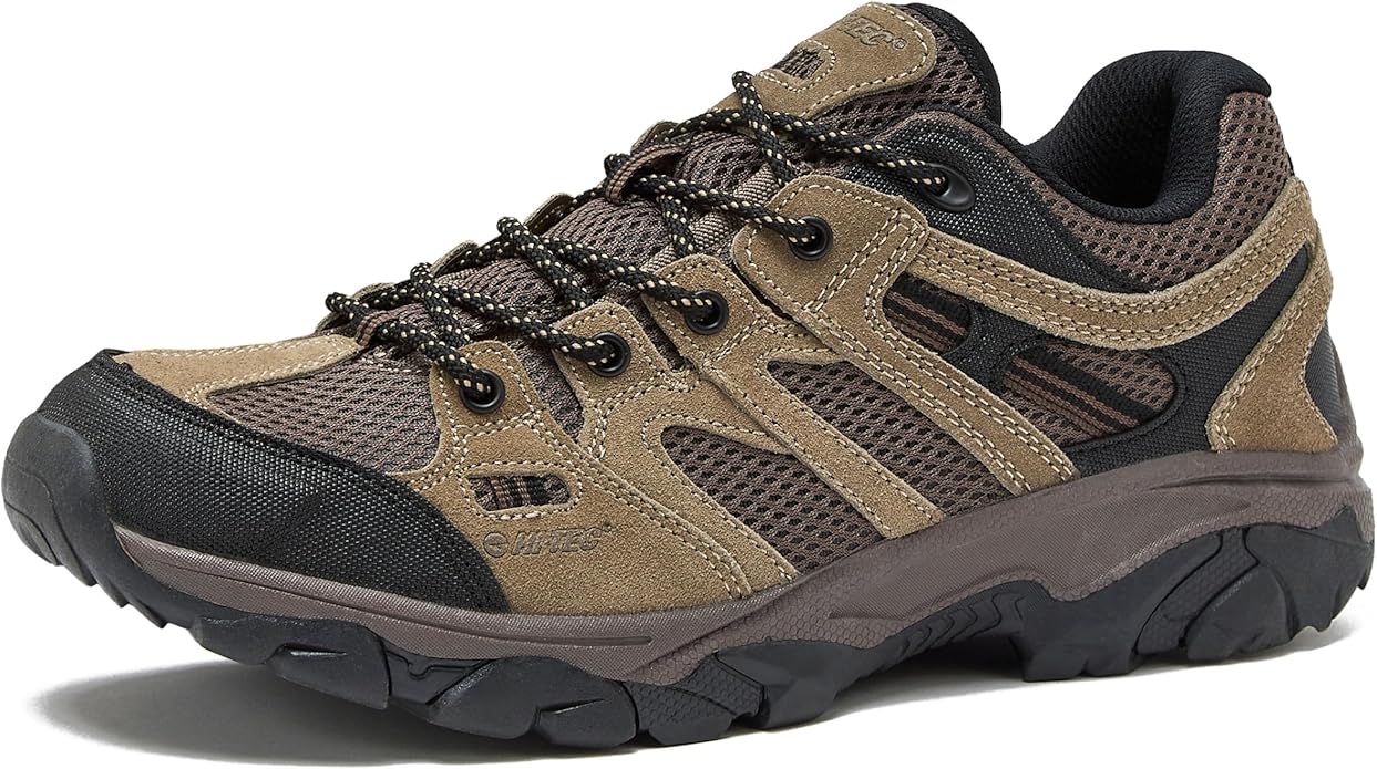 HI-TEC Ridge Low Waterproof Hiking Shoes for Men, Lightweight Breathable Outdoor Trekking and Trail Sneakers, Sizes 7 to 15, Medium and Wide Width