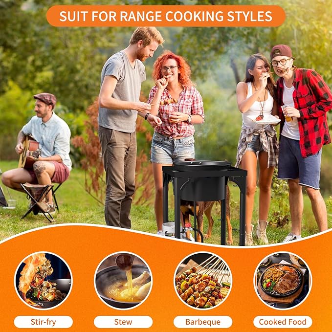 Propane Burner, 75,000 BTU High Pressure Single Gas Stove with 0-20 PSI Adjustable Regulator, Camping Stove with 8 Detachable Legs for Camping, Backyard, Tailgating, Outdoor Cooking