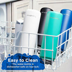 ThermoProof Double-Walled Vacuum Insulated Stainless Steel Water Bottle - Wide Mouth with Chug & Spout Lids, Dishwasher Safe, Reusable, Leakproof, Hot & Cold for Men, Women & Kids - 22 oz, Blue