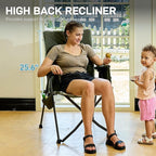 EVER ADVANCED Reclining Camping Chairs for Adult Lightweight, Folding Recliner Chair with Adjustable Back, 4-Level Lounge Chairs, Portable Lawn Chairs for Patio Balcony, Supports 350lbs Green