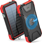 BLAVOR Solar Power Bank, PD18W QC3.0 Fast Charging 10W Wireless Charger 20000mAh Solar Powered Powerbank with Type C Input/Output, IPX5 Waterproof, Camping Flashlight, Compass, Carabiner