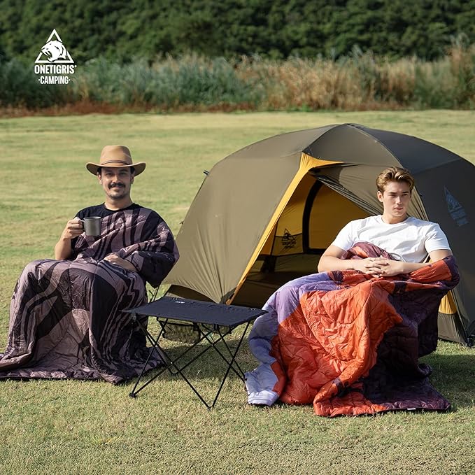 ONETIGRIS Camping Blanket,Wearable Outdoor Quilt with Recycled Thermal Insulation, Convertible to Sleeping Bag, Lightweight & Portable Travel Blanket for Camping &Hiking