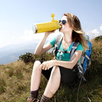 IDEUS Insulated Stainless Steel Water Bottle with 2 Leak-Proof Lids, Thermal Water Flask for Hiking Biking, 40oz, Bright Yellow