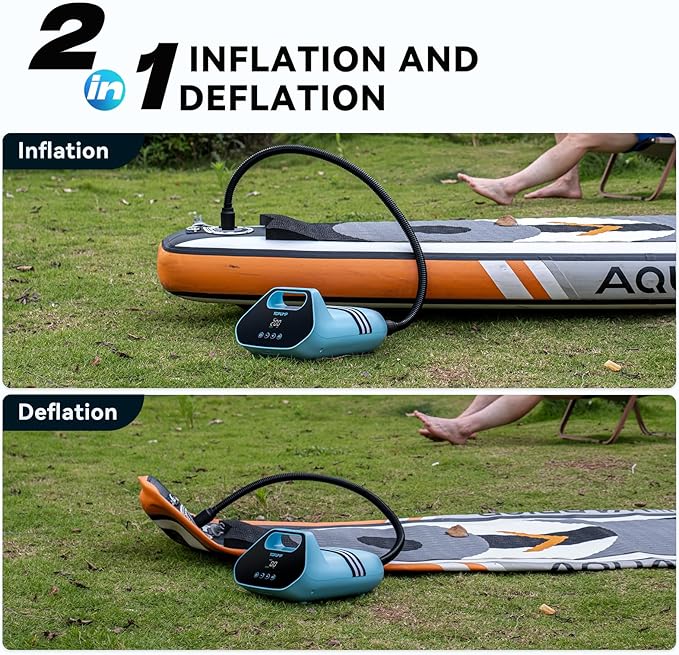 20PSI Electric Paddle Board Pump TPS300 - High Pressure Rechargeable SUP Pump, Dual Stage Inflation & Deflation, Auto-Off Air Pump for Stand Up Paddle Boards, Boats, Kayaks and Tent