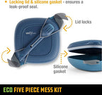 UCO Recycled ECO 5-Piece Camping Mess Kit with Bowl, Plate, Switch Spork Utensil Set