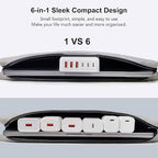 USB C Fast Charger, 100W GaN 6 Port Type C Charging Station Hub Block Cube, USB C Wall Charger Power Strip Adapter Plug for iPad iPhone 16 15 14 13 12 Pro Max Pixel Note Galaxy, 5ft Cord