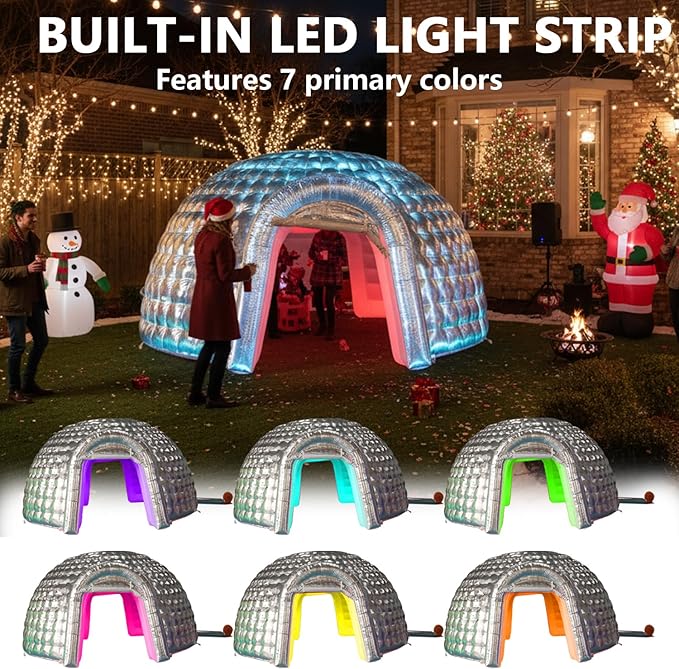 SAYOK Outdoor Portable Inflatable Igloo Dome Tent with Led Light for Party Wedding Event Camping