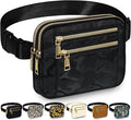 Capolo Fanny Packs for Women Fashion Waist Packs Bag with Adjustable Strap and 4 Zipper Pockets Waterproof Everywhere Crossbody Belt Bag for Workout Running Travelling(Black Camo, Large)