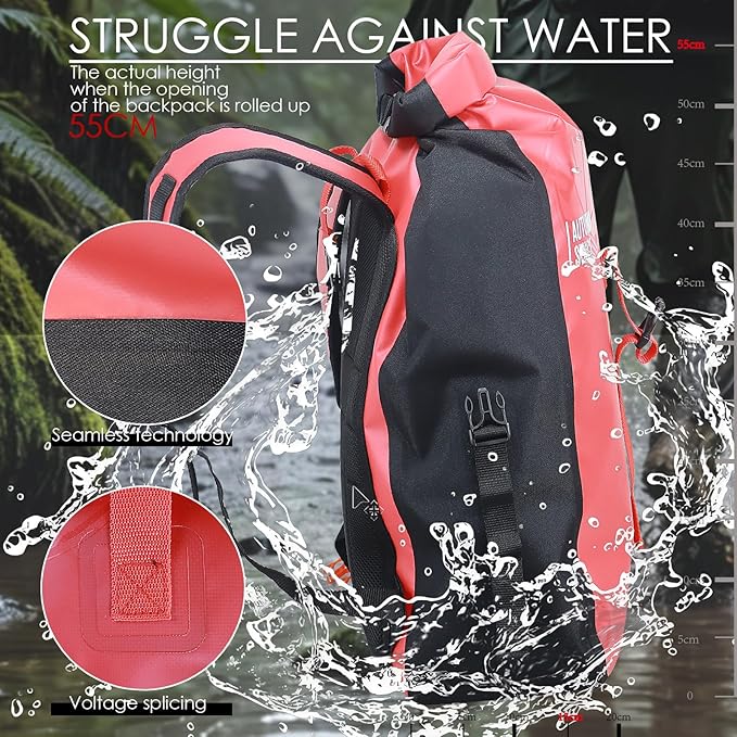 Dry Bags Waterproof Backpack,Waterproof backpack for Water sports,boating,Floating,hiking, camping and other outdoor activities 25L.(Red)