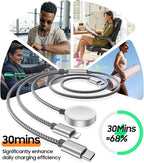 Temdan 60W Fast Charging Cable for Apple Watch Charger, Multi Charging Cable for iWatch Charger/for iPhone 17-12,3 in 1 USB C/Type C/Lightning/iWatch Charging Cord,Travel Vacation Essentials-5FT Grey