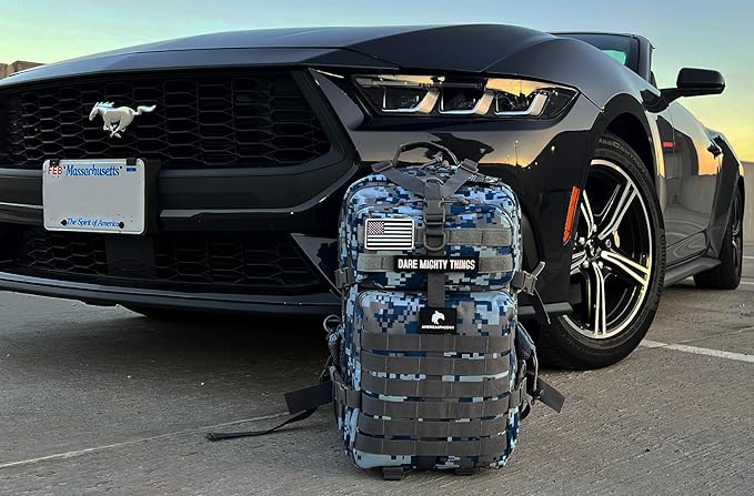 AMERICANPHOENIX 45L Elite Tactical Backpack | 3X Stronger Work & Military Backpack | Water Resistant and Heavy Duty | 3 Day MOLLE Bug Out Bag (Blue Jay)