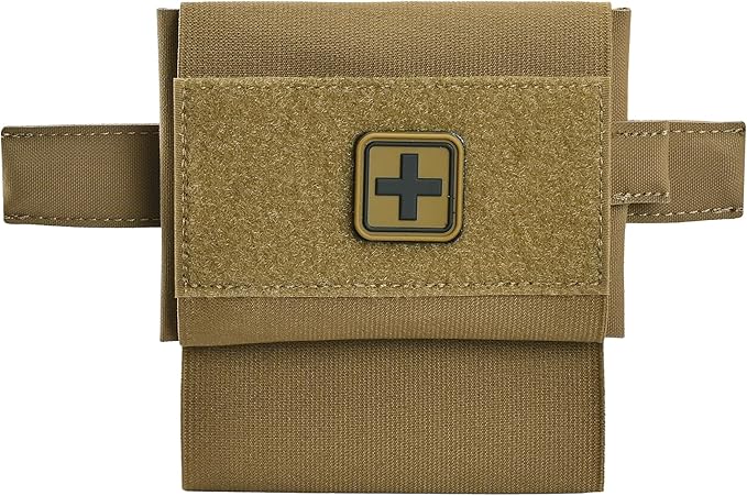 2-in-1 Micro Med Kit Med Pouch Tactical Mini First Aid Pouch Empty Small IFAK Pouch Compact Med Pouch EDC Bag with Tourniquet Holder |MOLLE Belt IFAK Micro Trauma Kit Pouch