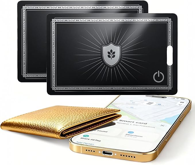 [2026 New] Wallet Tracker Card (iOS Only),Ultra Slim 0.07in,Rechargeable Bluetooth Tracker, IP68 Waterproof,Wireless Charging, Smart Location Finder for Keys, Wallet, Luggage Tags （2- Pack）