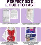 Clear Garment Bags for Dance Costumes 3-Pack, Short-Size, Side Zipper Entry, Storage Pockets for Shoes & Accessories, Size 24”x18”, Dream Duffel