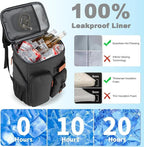 Insulated Cooler Backpack,33/45 Cans Multifunctional Double Deck Leakproof Cooler Bag with Sternum Strap,Large Capacity Lightweight Travel Camping Beach Backpack